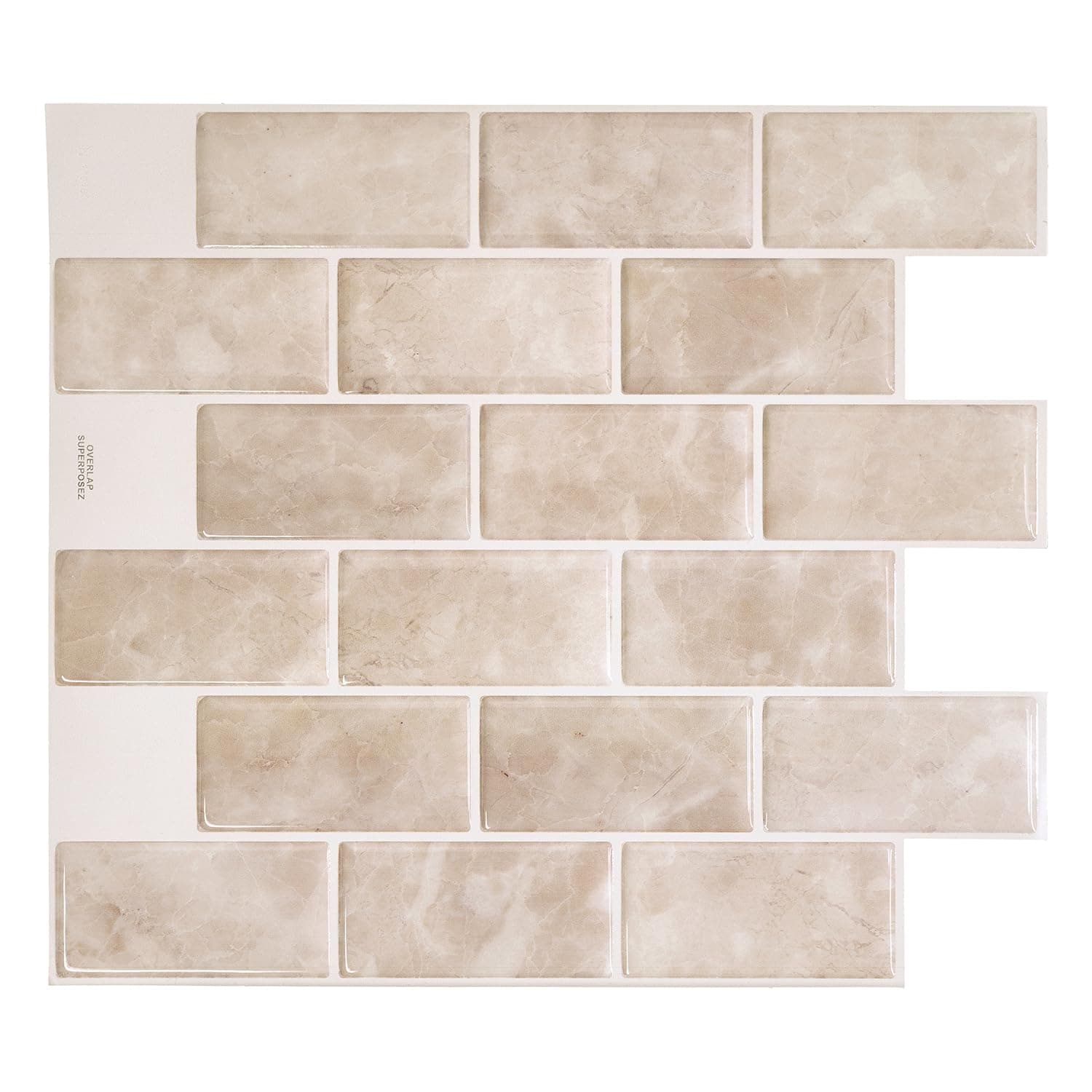 Smart Tiles Authentic Peel and Stick Backsplash And Wall Tiles (4 Sheets) – Subway (Subway Sora) 10.95 in X 9.70 in