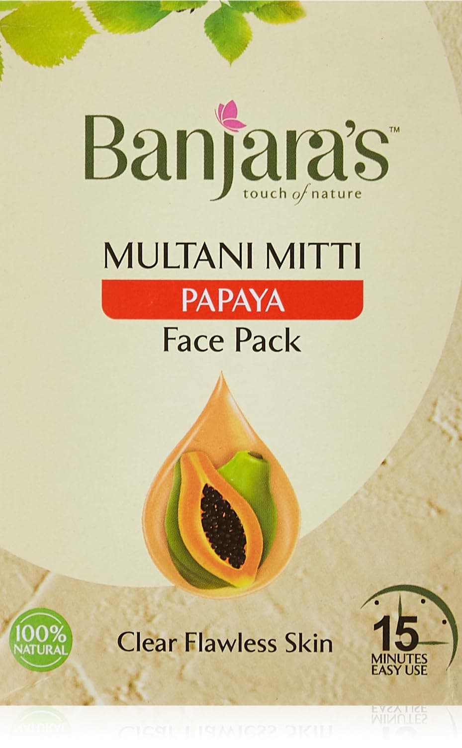 Banjara's Multani Mitti + Papaya Face Pack Powder, 100 g