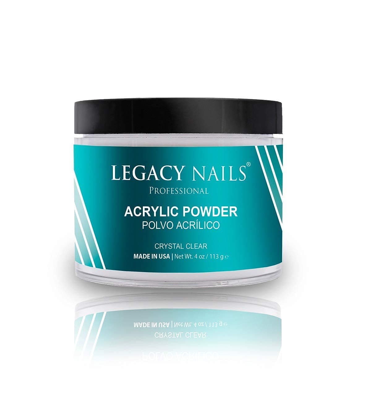 LEGACY NAILSProfessional Crystal Clear Acrylic Powder, Net Wt. 4 oz. - Mix With Glitter, Pigment and Create Custom Acrylic Nail Extension Colors