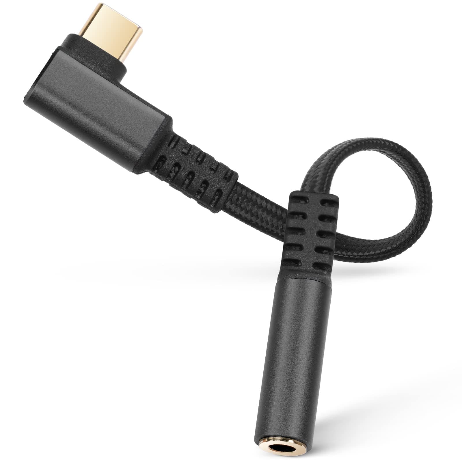 USB C to 3.5mm Jack Compatible with Samsung Galaxy S22 S21 S20 Ultra Note 20, Huawei Mate 40/P30, Xiaomi, Type C Headphone Adapter, Aux Digital Audio Earphone Adaptor, Angled Hi-Res DAC Adaptor