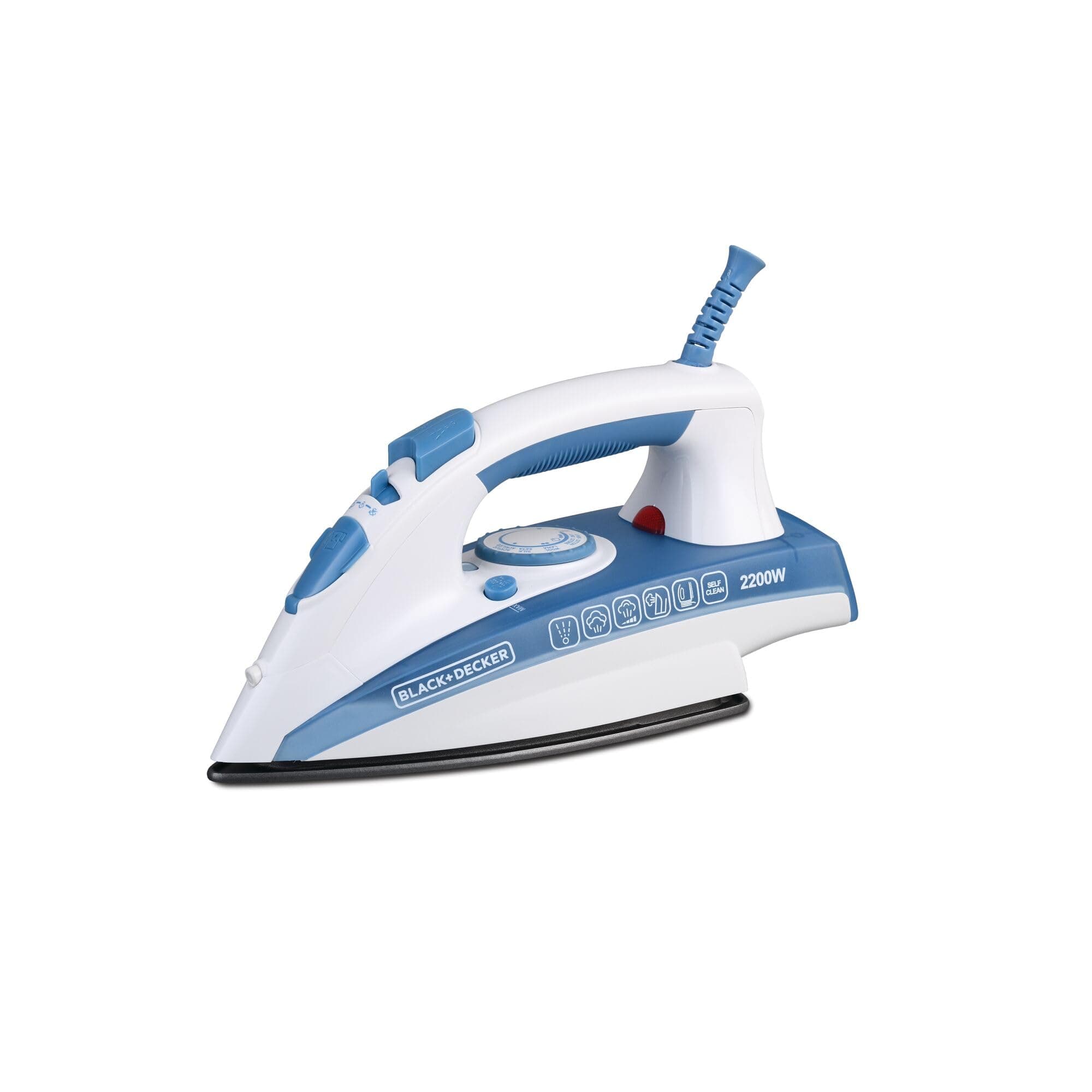 BLACK+DECKER 2000W Steam Iron, Ceramic Soleplate, 25g/min Continuous Steam, 90g Steam Boost, Vertical Steam, Self-Clean, Anti-Drip, 300ml Water Tank, Blue, X2000-B5