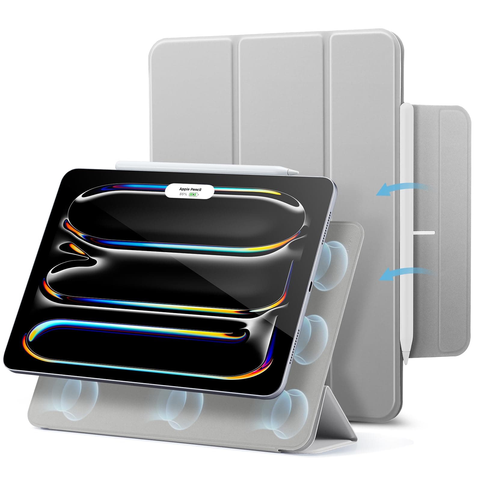 ESR for iPad Pro 13 inch Case M5/M4 (2025/2024), Powerful Magnetic Attachment, Slim Trifold Stand, Supports Pencil Pro and Pencil (USB-C), Auto Wake/Sleep, Durable Protection, Rebound Series, Grey