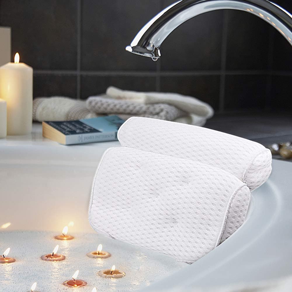 Bath Pillow, Bathtub Spa Pillow with 4D Air Mesh Technology and 7 Suction Cups, Helps Support Head, Back, Shoulder and Neck, Fits All Bathtub, Hot Tub, Jacuzzi and Home Spa