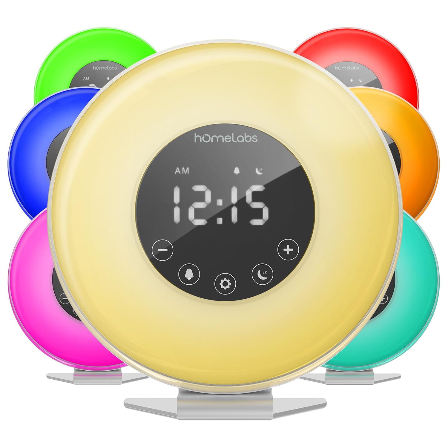 hOmeLabs Sunrise Alarm Clock - Digital LED Clock with 6 Colour Switch and FM Radio for Bedrooms - with Nature Sounds Sunset Simulation Touch Control - With Snooze Function