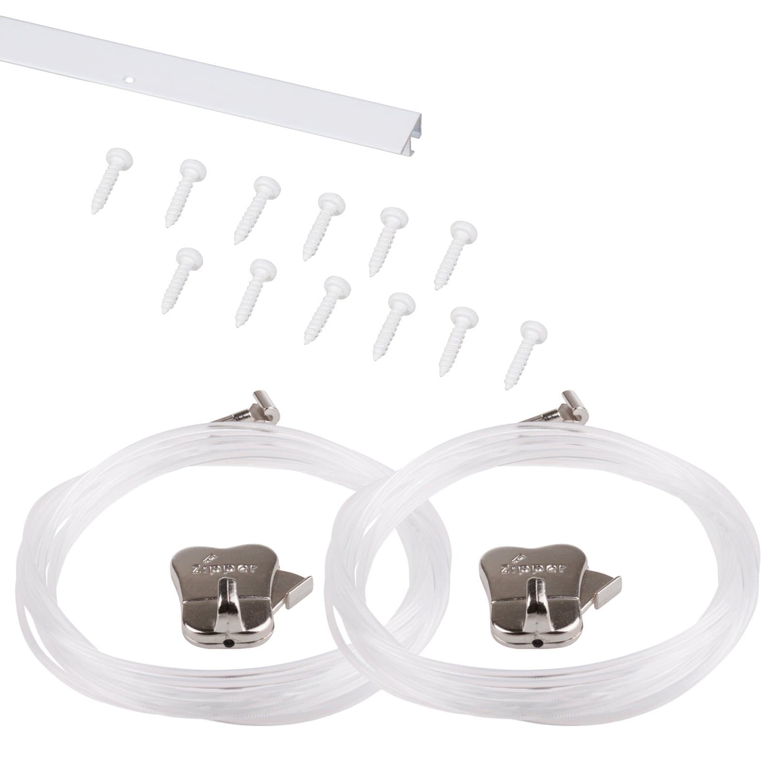 STAS Picture Hanging System u-Rail White 150 cm - Complete kit, incl. 2 Cords 150cm with 2 Hooks