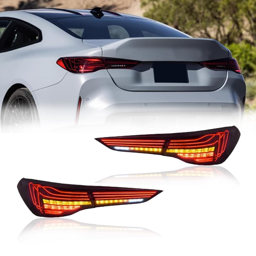 LED Tail Lights Rear Lamps Compatible with BMW CSL 4 Series G22 G82 M4 2020-2023 Modified LED Taillight Assembly Red Laser Style