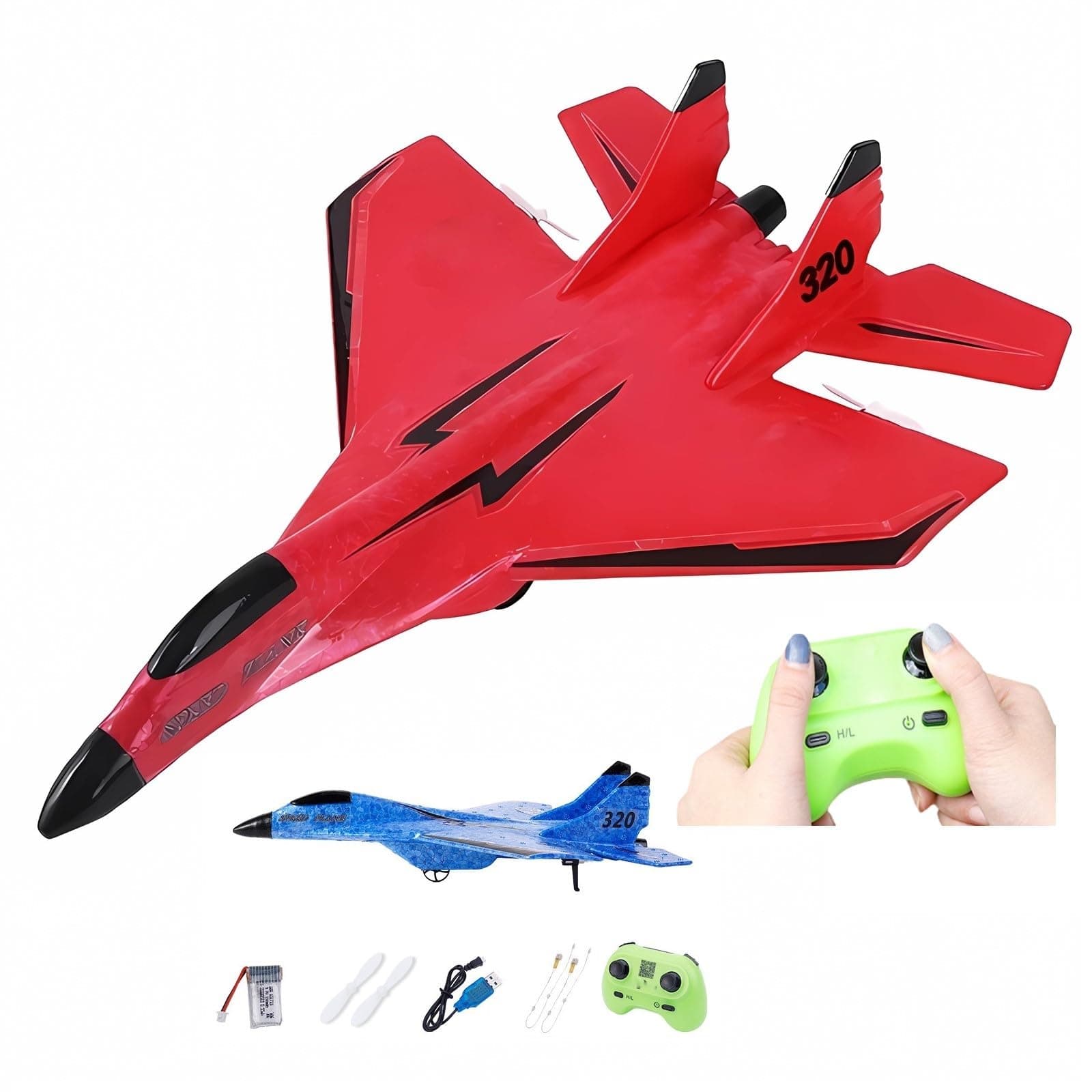 Remote Control Wireless Airplane Toy - 2023 New 2.4Ghz Su-35 RC Plane with Lights, Foam RC Fighter Plane Jet for Adults Outdoor, Remote Control Air Planes Toy, Drop-Resistant Fighter Glider (Red)…