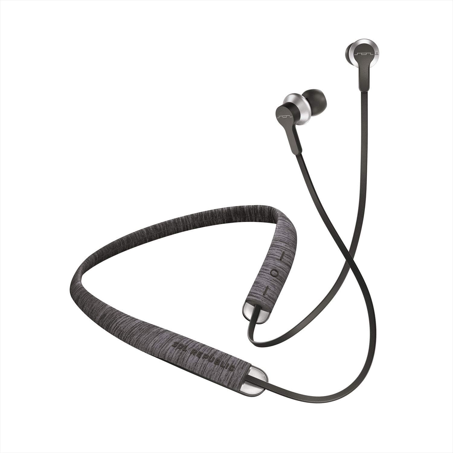 Sol RepublicShadow Fusion Bluetooth Earbuds, Black | 10-Hour Playtime | Comfortable Knit Tech Fibre Collar | Magnetic Connection Earbuds | Flexible Compact Storage | Convenient Carrying Case
