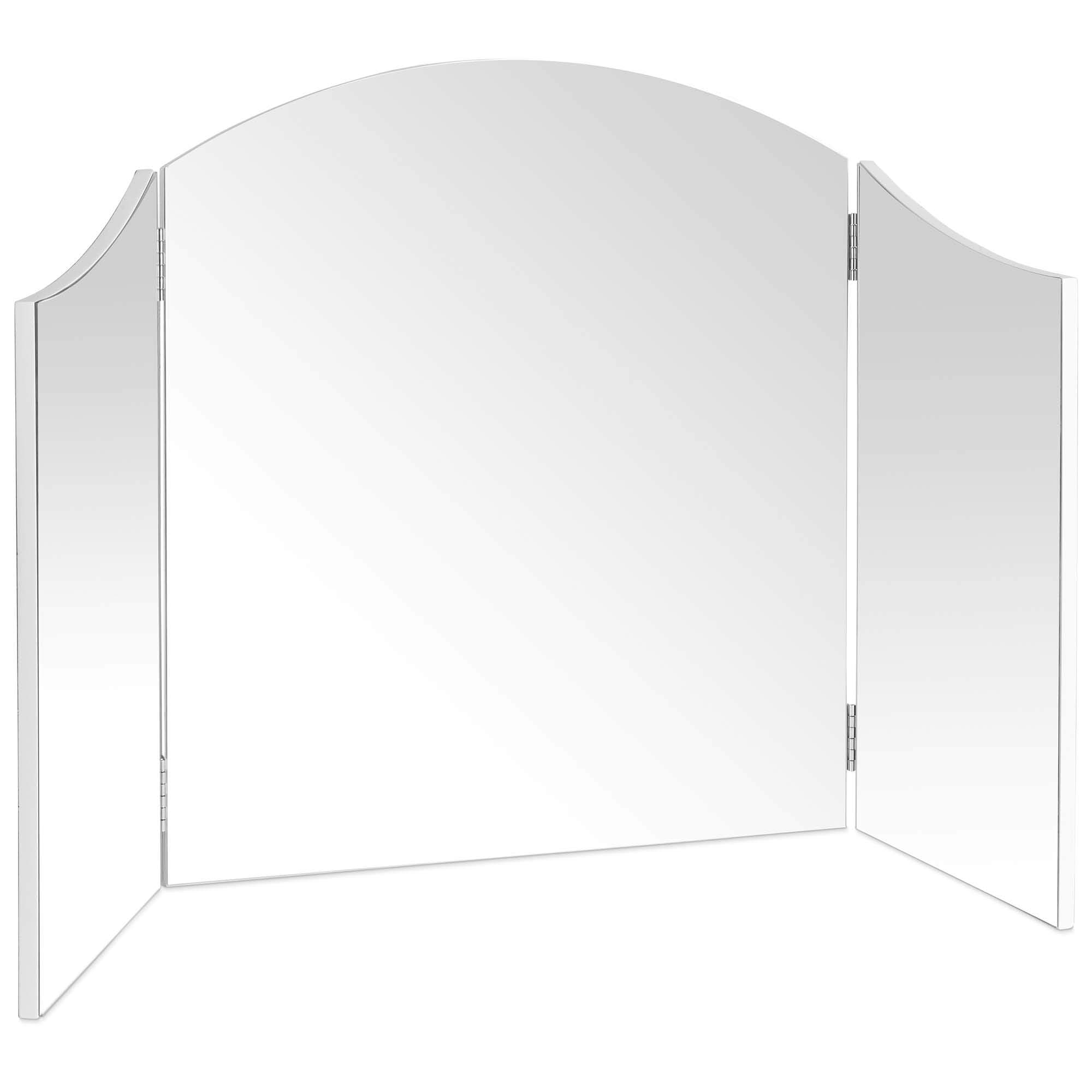 Beautify Makeup Mirror, Large Dressing Table Bevelled Beauty Mirror, Tri-Fold and Adjustable for Vanity Table, Free-Standing Tabletop Cosmetic Mirror w/Swing Hinges, for Professional Hair & Makeup
