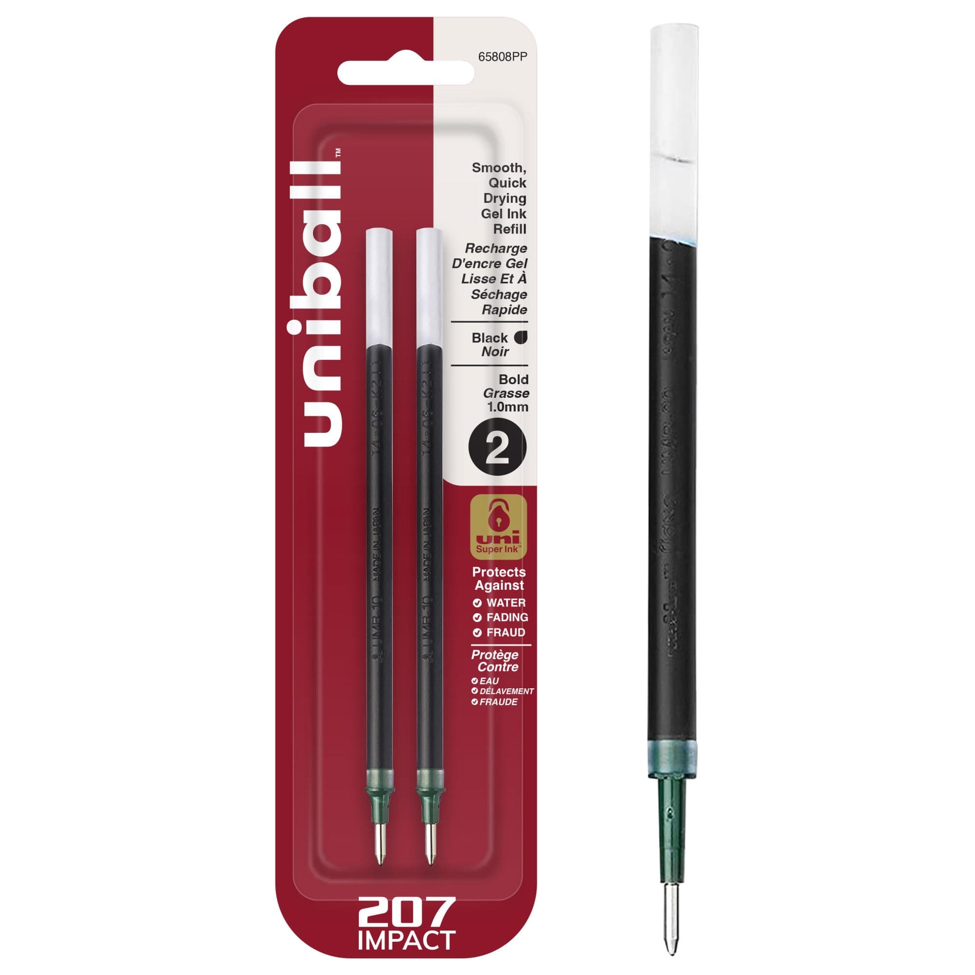 Uniball Signo 207 Impact RT Retractable Gel Pen; 2 Count(Pack of 1) 1.0mm Bold Point Gel Pens| Office Supplies by Uni-ball like Ink Pens; Colored Pens; Fine Point; Smooth Writing Pens; Ballpoint Pens