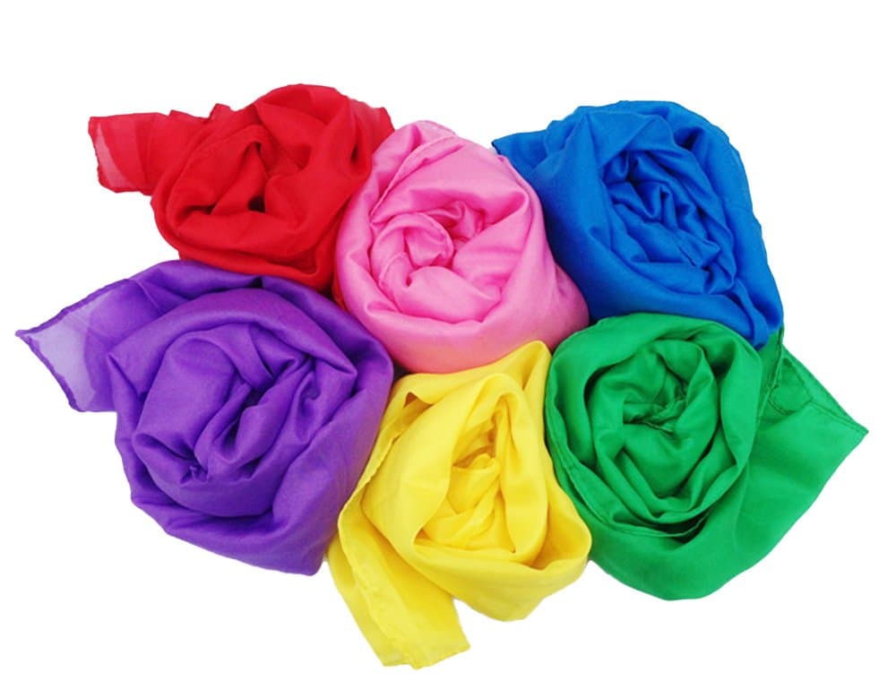 Play Scarves with a Storage Bag - for Kids 35" Polyester Silks for Creative Play and Dress Up for Children | Waldorf Toys Inspired | Dance and Rhythm Scarves
