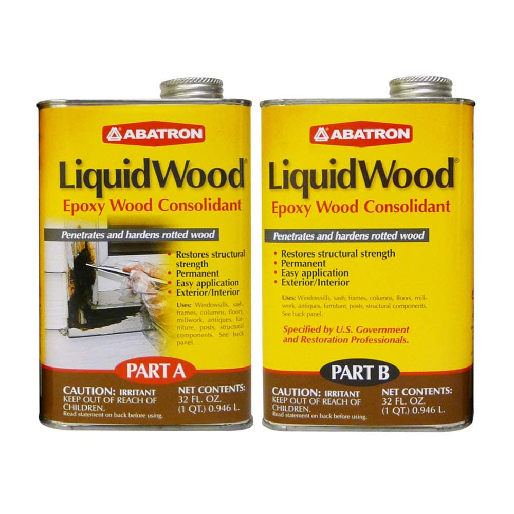 LiquidWood Kit - 2 Quarts - 2-Part Structural Wood Epoxy Resin - Wood Hardener and Consolidant - Perfect Primer for WoodEpox Epoxy Wood Filler