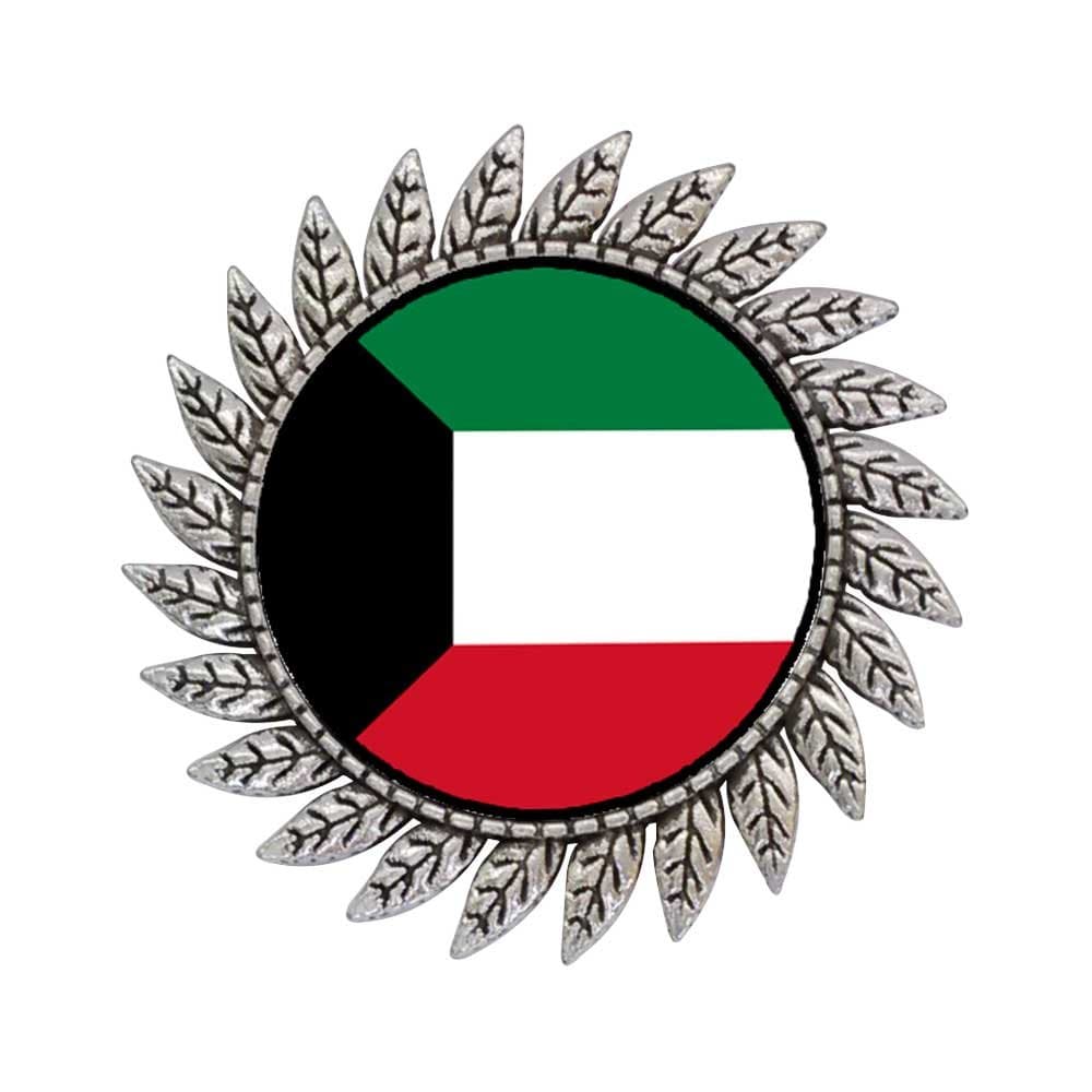 Ancient Style Silver Plate Kuwait flag Hot Style Gear Round Pin Brooch