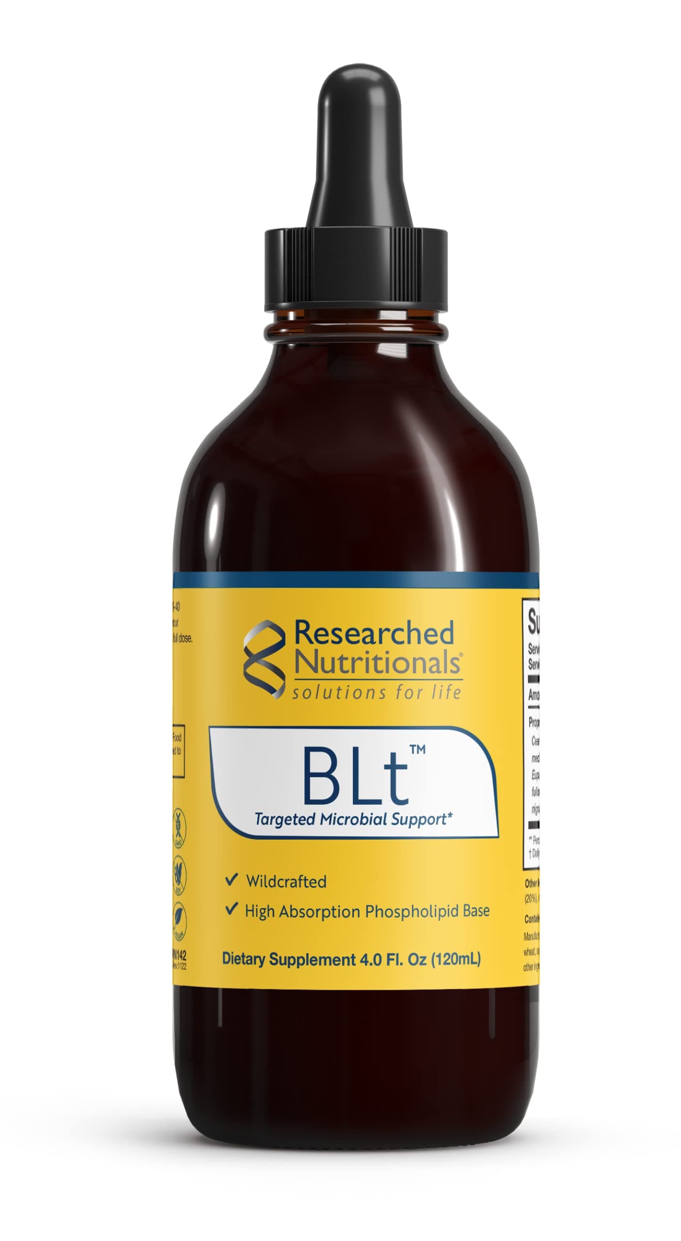 BLT - Advanced Microbial Support - Black Walnut Hull, Boneset Herb, Sarsaparilla & Lomatium Tincture - Phospholipid Delivery Complex for Maximum Absorption (4 fl oz)