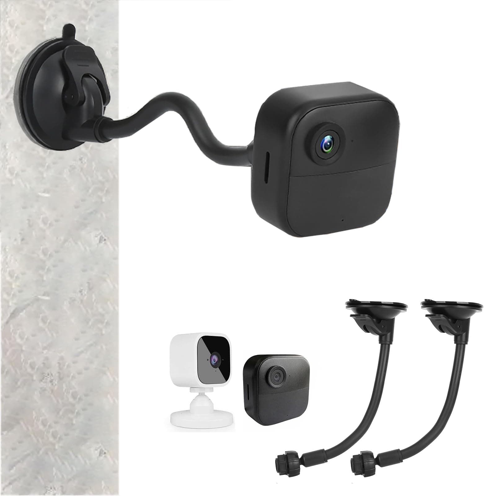 UYODM 2Pack Suction Cup Mount Holder Compatible with Blink 4 (4th Gen)/Blink XT3/Blink XT2/XT,Blink Mini,9inch Flexible Long Gooseneck Arm,Attach Your Blink Camera Wherever You Like