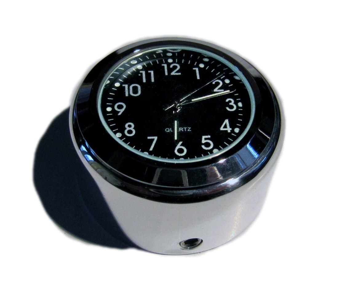 British Made Smooth Enfield Billet Stem Nut Cover with Clock (Black Face)