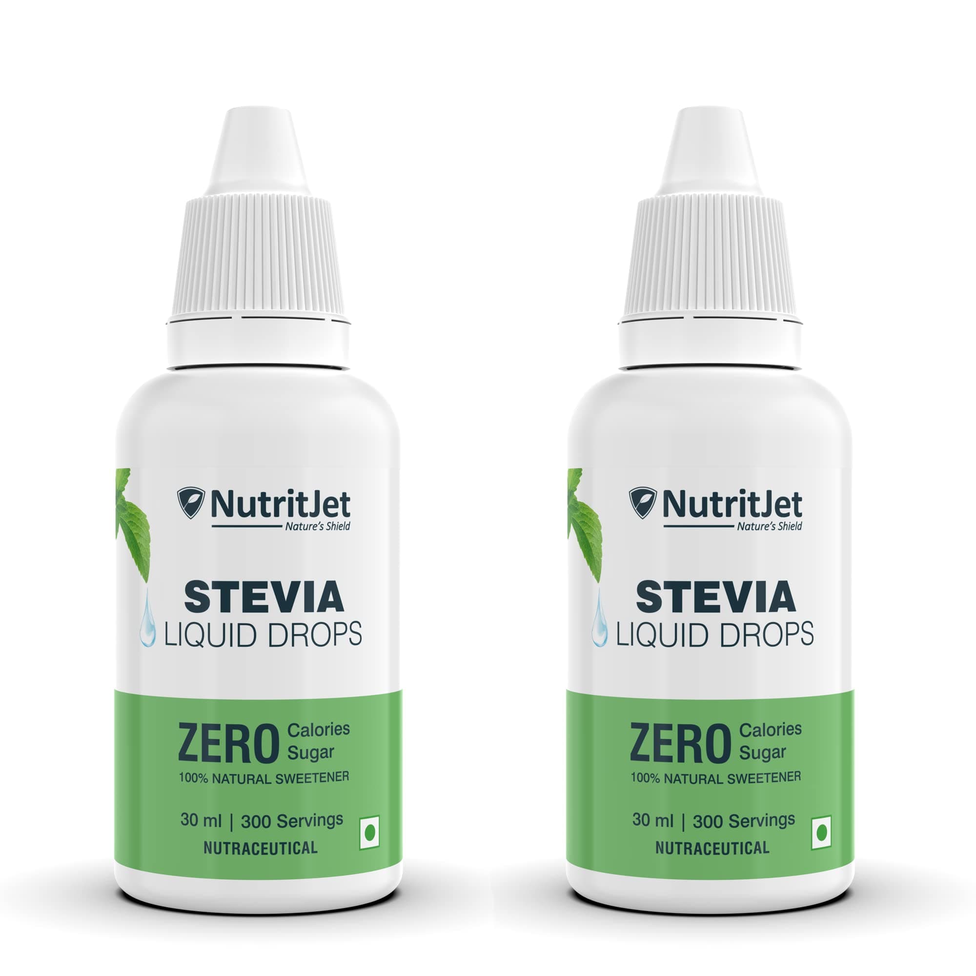 NutritJet Stevia drops Sugar Free - 30ml | Zero Calorie | Diabetic Friendly Stevia Based Sweetener Pack of 2