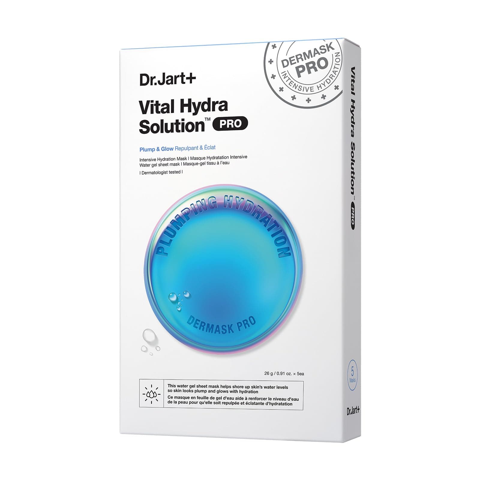 Dr.Jart+ Dermask Vital Hydra Solution Pro 1 Sheet x 5 Bags / Moisturizing, Moisturizing, Dry, Glossy, Hi Hyaluronic Acid Pack Sheet Mask Korean Cosmetics Derma Cosmetics