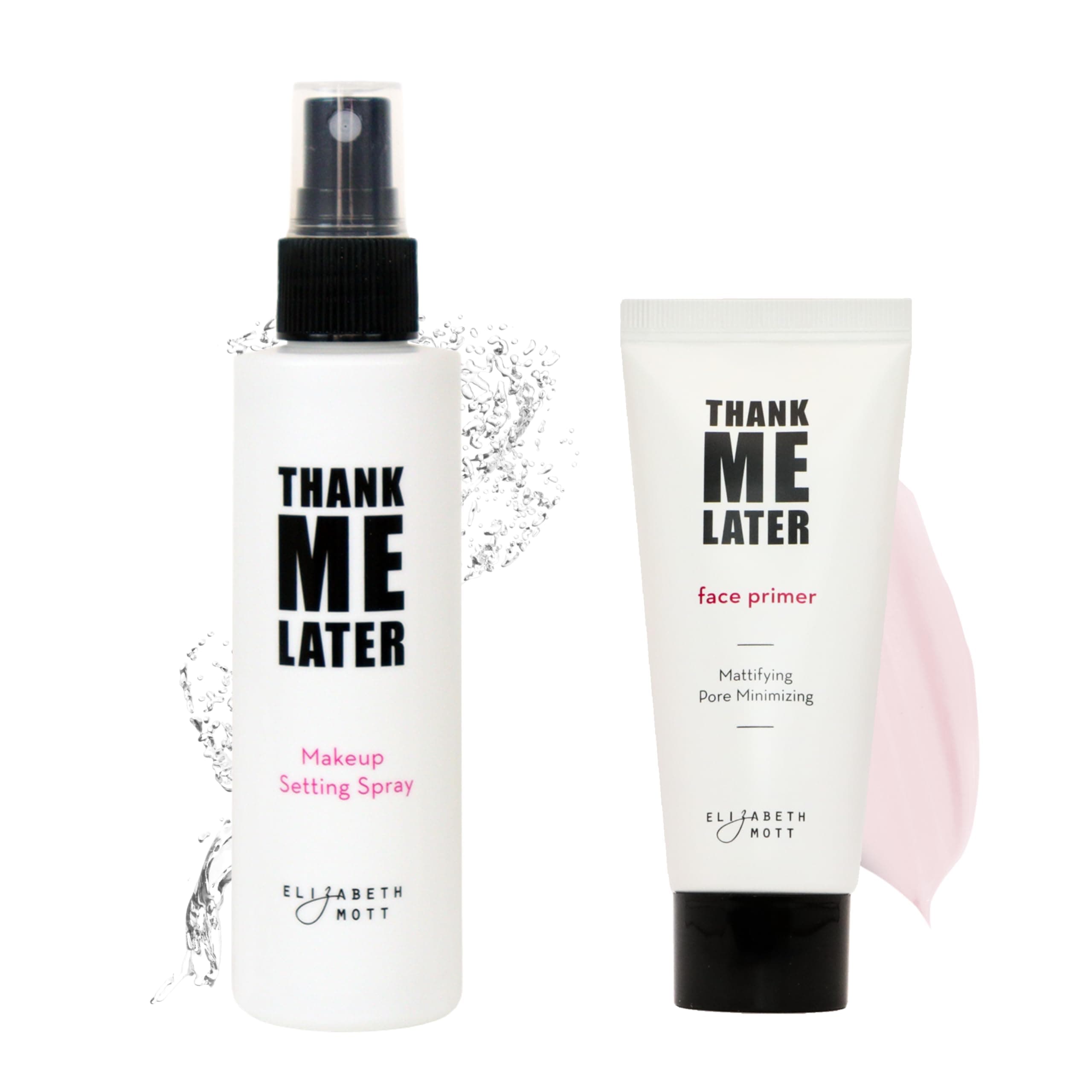 Elizabeth Mott Thank Me Later Primer & Setting Spray Duo – Oil-Control Face Primer for Smooth, Matte Finish & Hydrating Setting Spray with Niacinamide for Dewy, Long-Lasting Makeup – 30g + 95ml