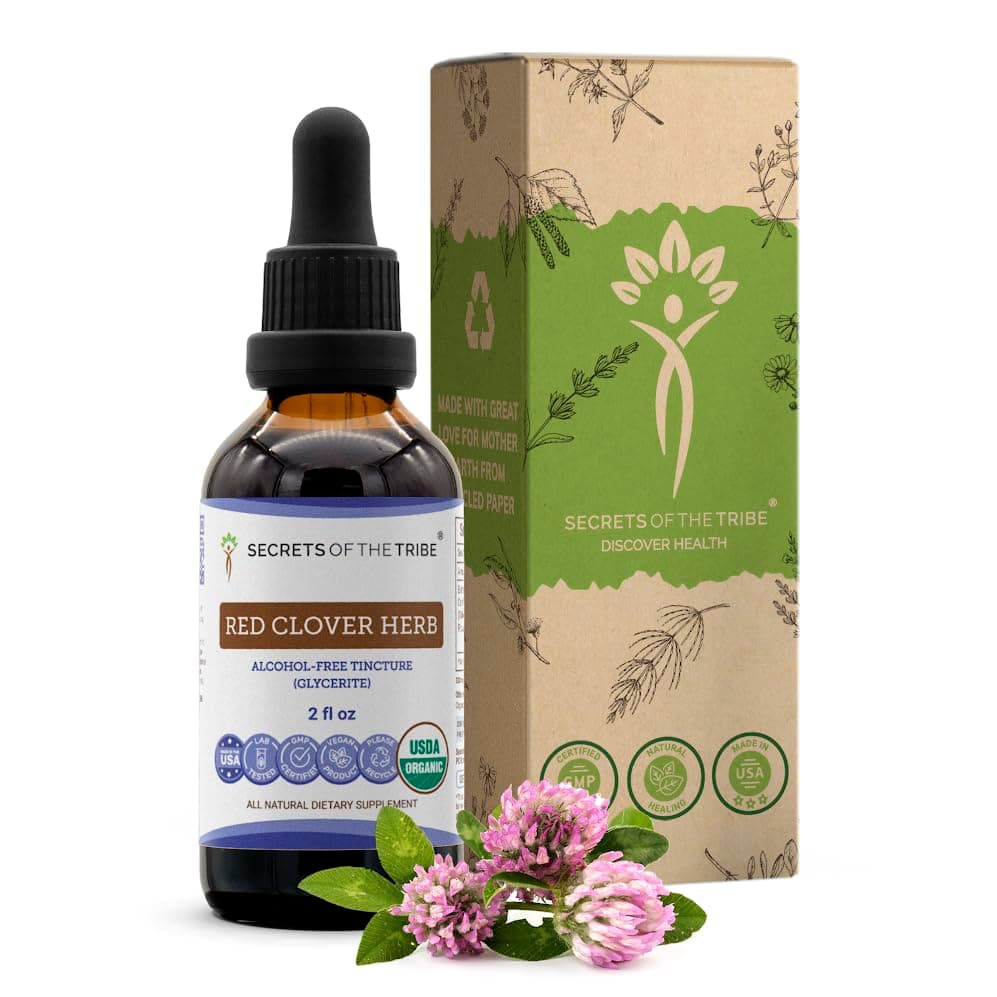 Red Clover Herb USDA Organic Tincture | Alcohol-FREE Extract, High-Potency Herbal Drops | Made from 100% Certified Organic Red Clover Herb (Trifolium Pratense) Dried Leaf and Flower 2 oz