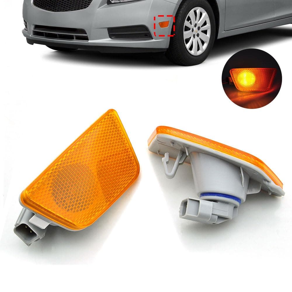 2-Pieces For Chevy Cruze Front Bumper Park Signal Side Marker Light Assembly 2011 2012 2013 2014 2015 DOT Certified GM2551198N 42334144 42334145