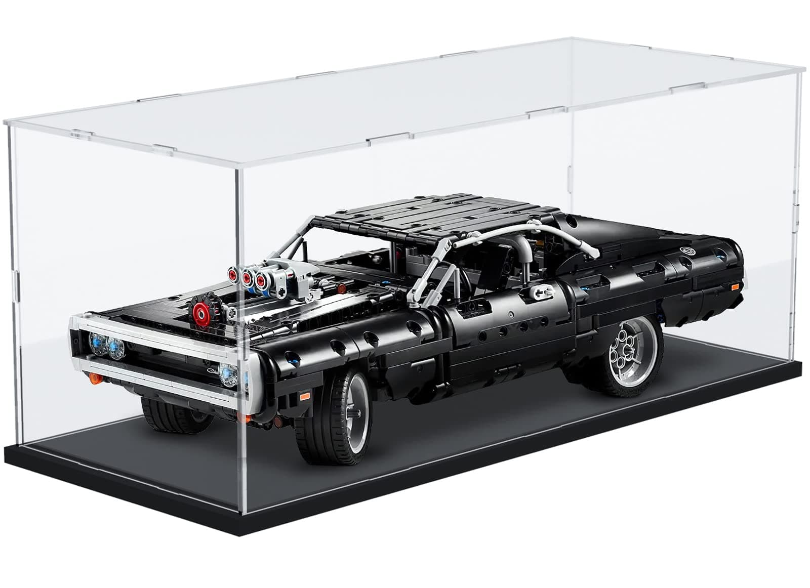 Acrylic Display Case Box for 1/12 Scale Model Car, Dustproof Protective Assemble Cover for Lego Fast and Furious Dodge 42111, Batman Batmobile 42127, Display Box for Collectibles (19.7x7.9x7.9inch)