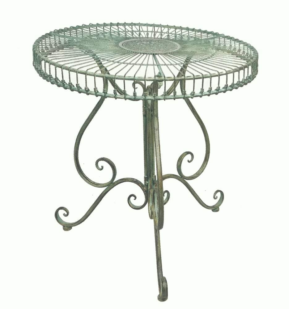 Round Garden Patio Table Antique Green - Iron