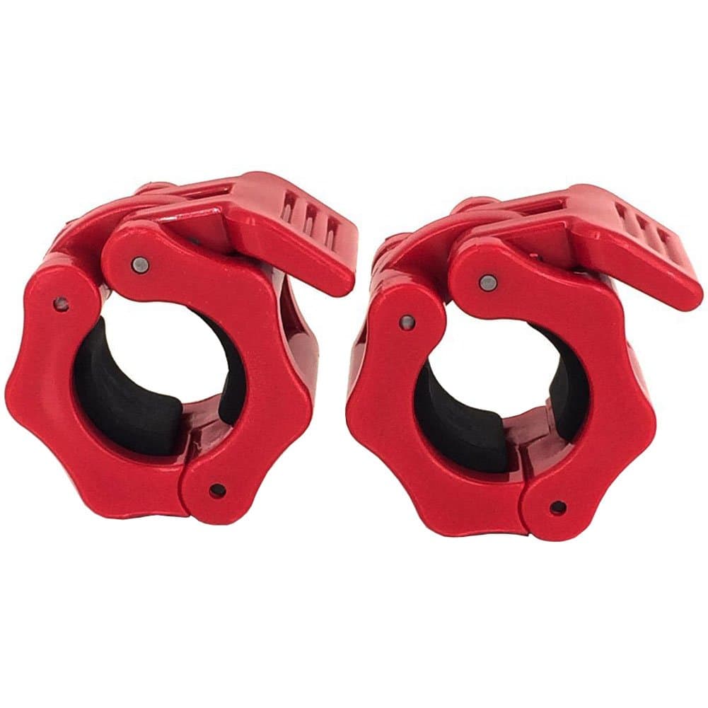 Greententljs 28mm Barbell Collars Clamps Quick Release Locking Barbells Collar Clips Lock fit 1.1 Inch Diameter Standard Size Weight Bars/Bar (Red,1 Pair)