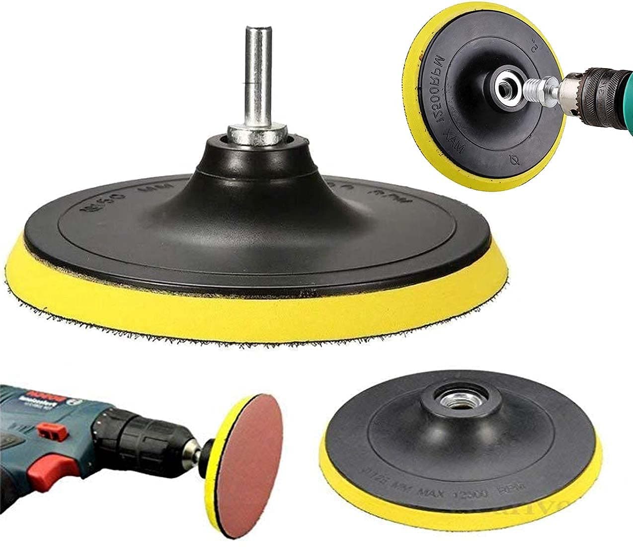 DIY Crafts 1x, 4" inch Backer Pad + Universal Nut, Buff Backing Pad Hook Loop Pad Drill Attachment Universal Nut Sanding Disc for Wood,Metal Leather R (1x, 4" inch Backer Pad + Universal Nut)