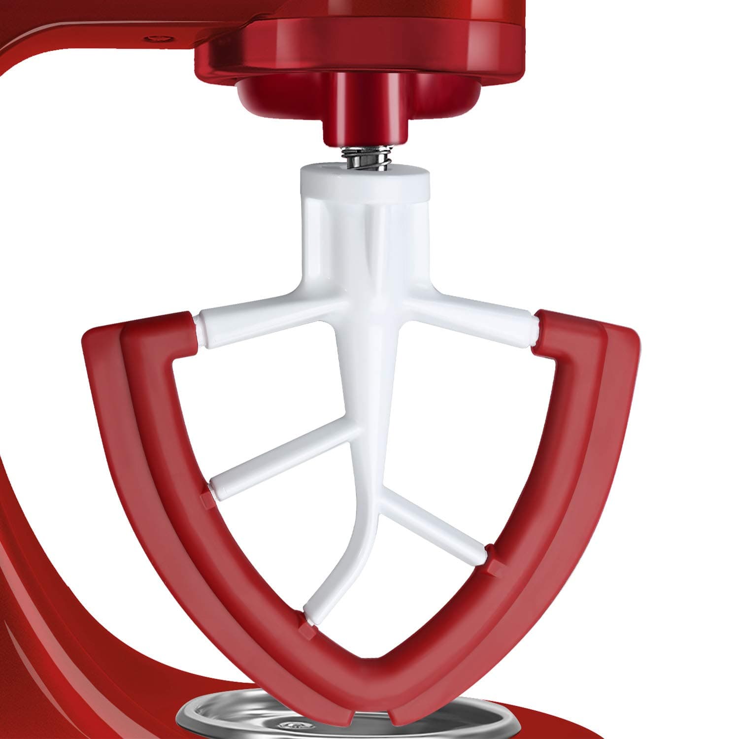 4.5-5 QT Flex Edge Beater for KitchenAid Tilt-Head Stand Mixer for 4.5-5 Quart Bowls, Flat Beater with Silicone Edges (Red)