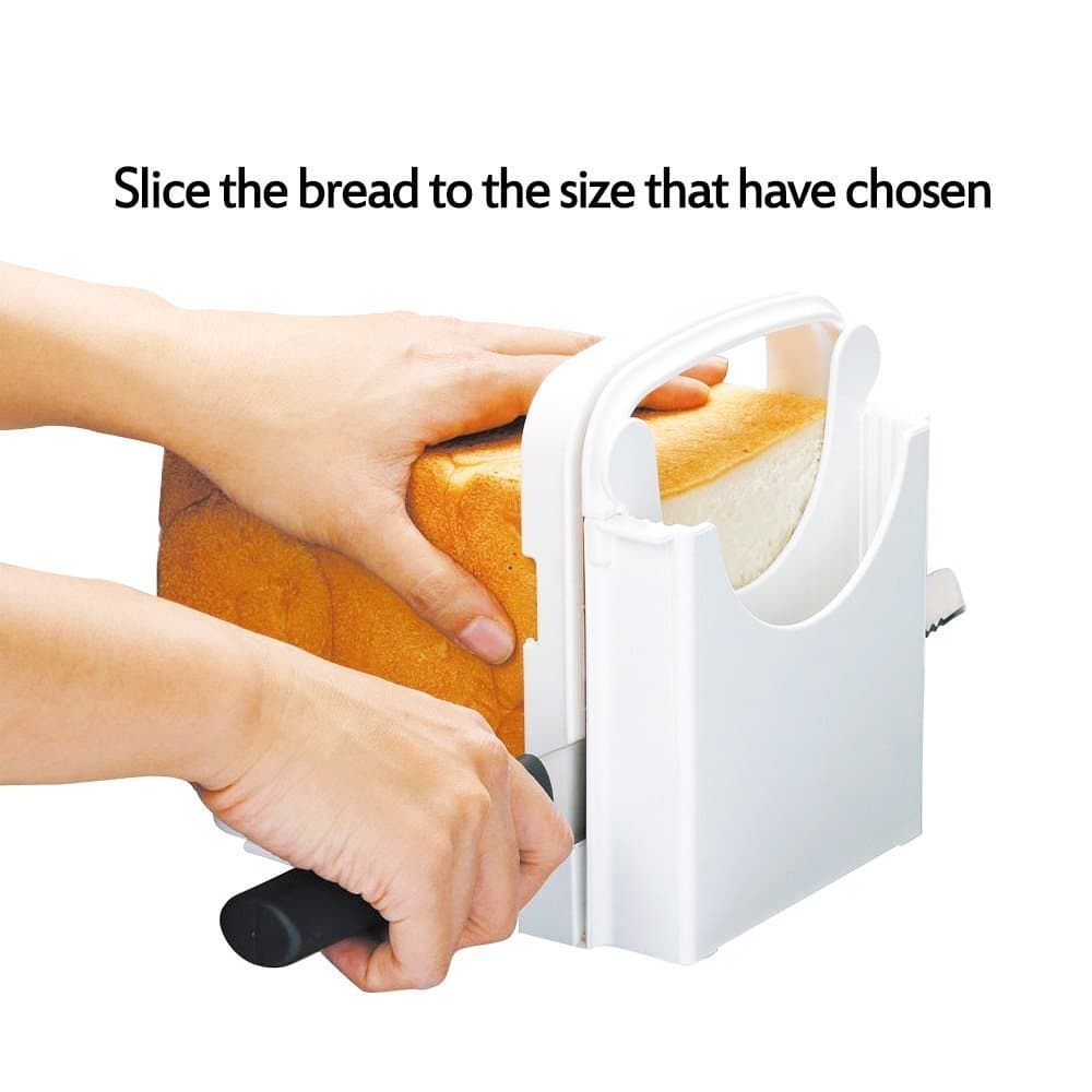 Top Rated Adjustable Bread/Roast/loaf Slicer Cutter, Bread Cutting Slicing Guide, ABS Environmentally Friendly Plastic, Foldable, White, By HOUSEWISE