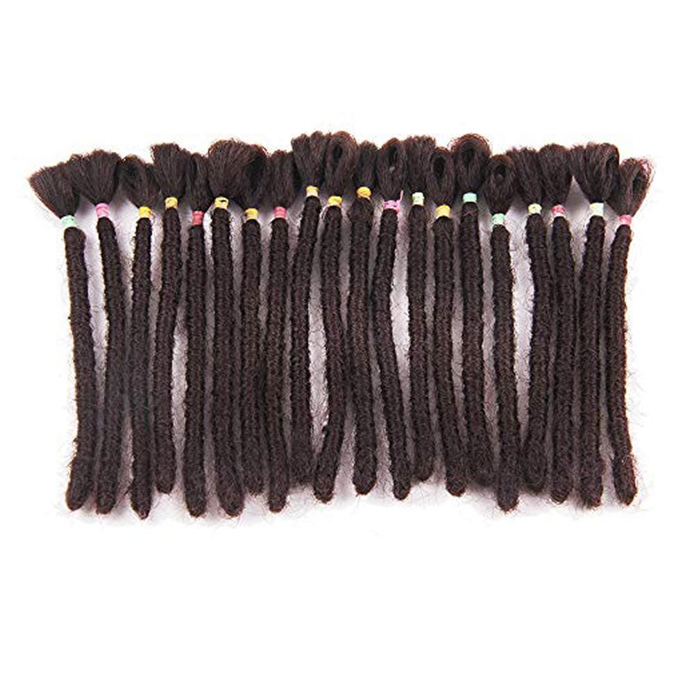 DSOAR 6 inch Dreadlocks Extensions For Men Handmade Synthetic Dreads Short Hip-hop Locs Reggae Braiding Hair For Men 20 Strands/pack (4#,Dark Brown)