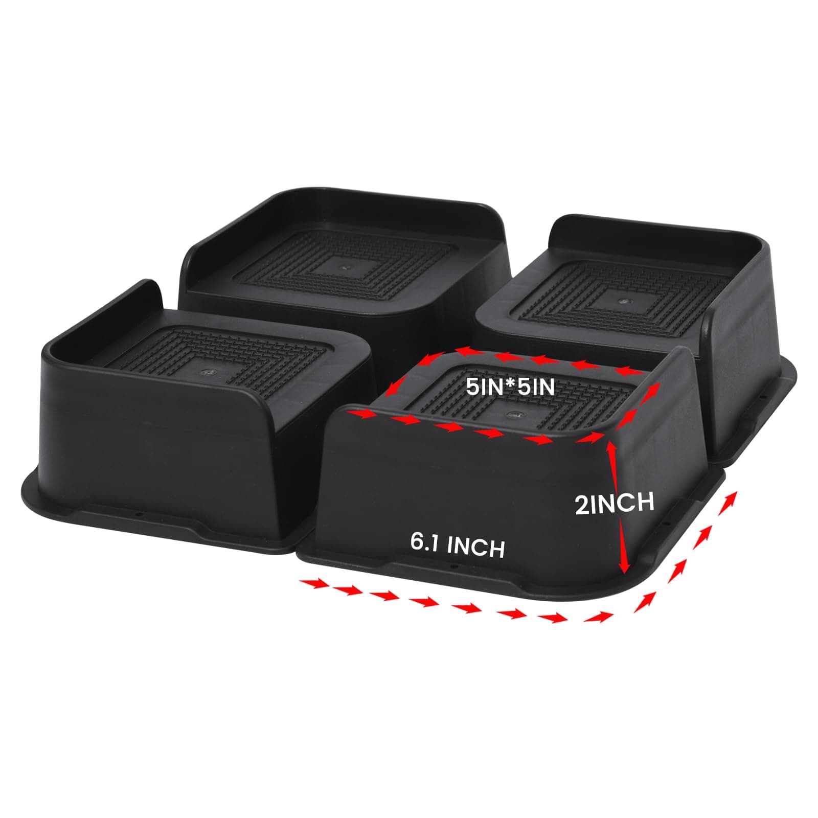 MYMULIKE Bed Risers 2 inch Oversized Furniture Risers, Support Up to 6000 Lbs, Lift 2 inch for Couch, Sofa, Table,Chair (Black 4 Pack, 2 inch)