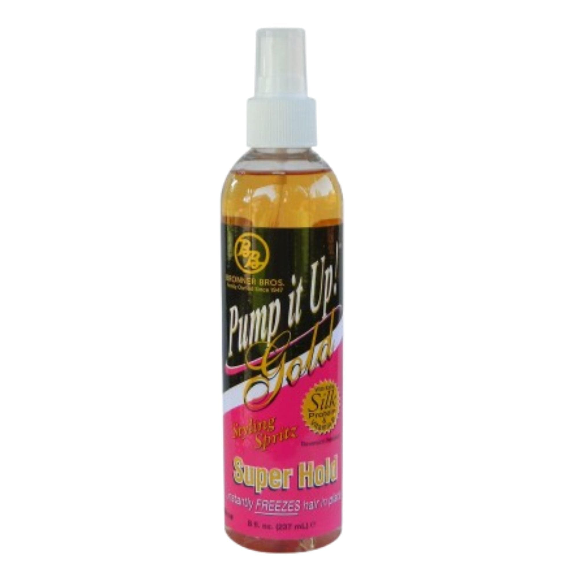 Pump It Up Styling Spritz Gold 80% – Fast-Dry Hair Spray Extra Hold with Vitamin B5 & Silk Protein - Maximum Hold Finishing Spritz Hairspray, Adds Shine, Nourishes, No Build-up - 8oz