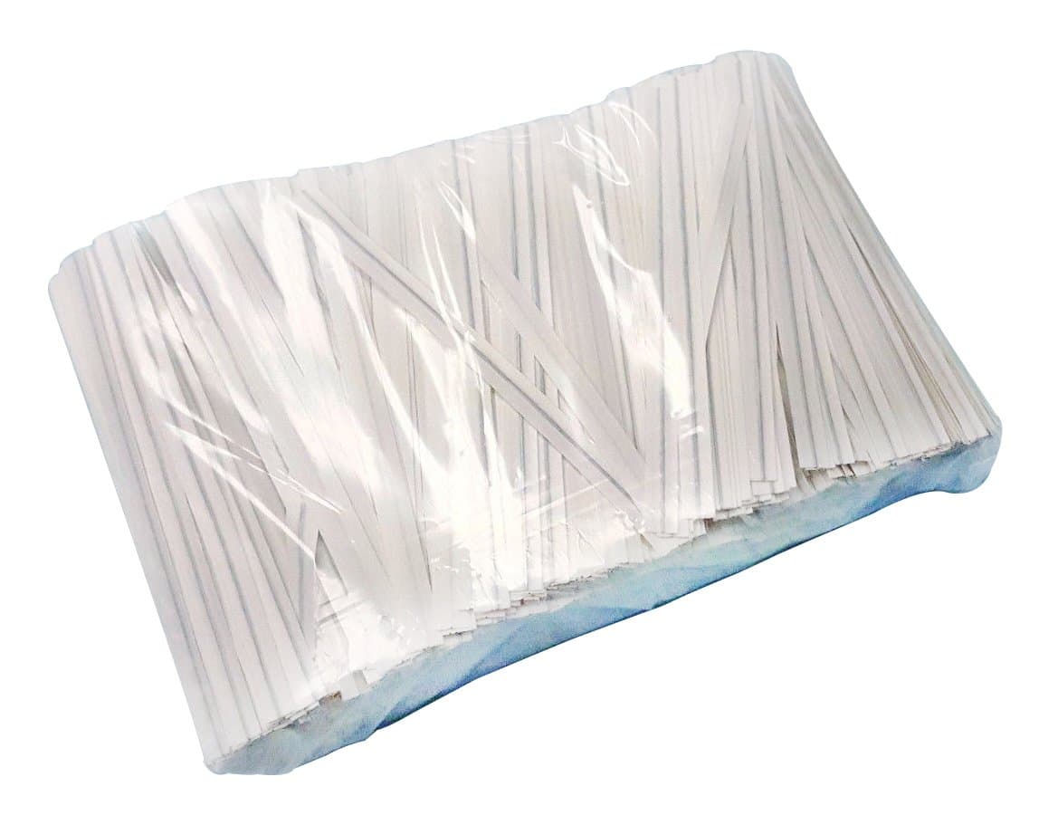 4" Length Twist Ties, 1000 White Plastic Coated, No Rip, Paper Ties Cello, Ideal Party Favor Treat Bags, Small Orders Packaging (1000 White Twist Ties)