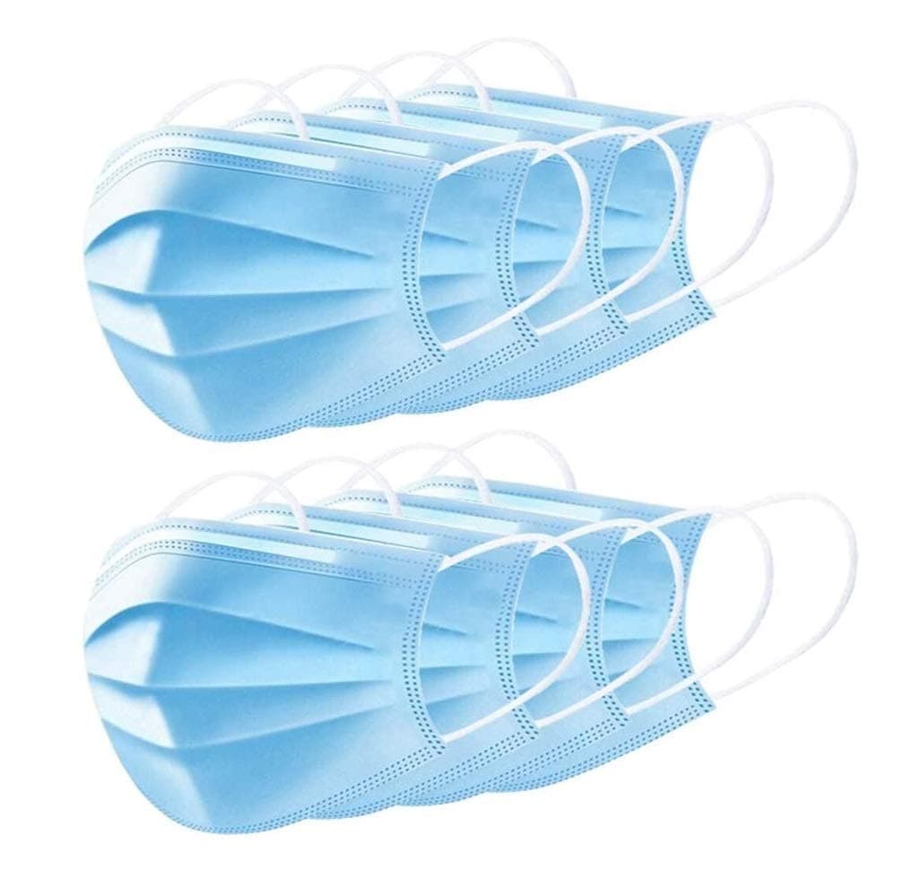 50pcs 3-Ply Disposable Face Mask Can be Used in Offices, Households Sensitive to Pets, and Crowded Places, with Elastic Earloop Random Color (Blue White)