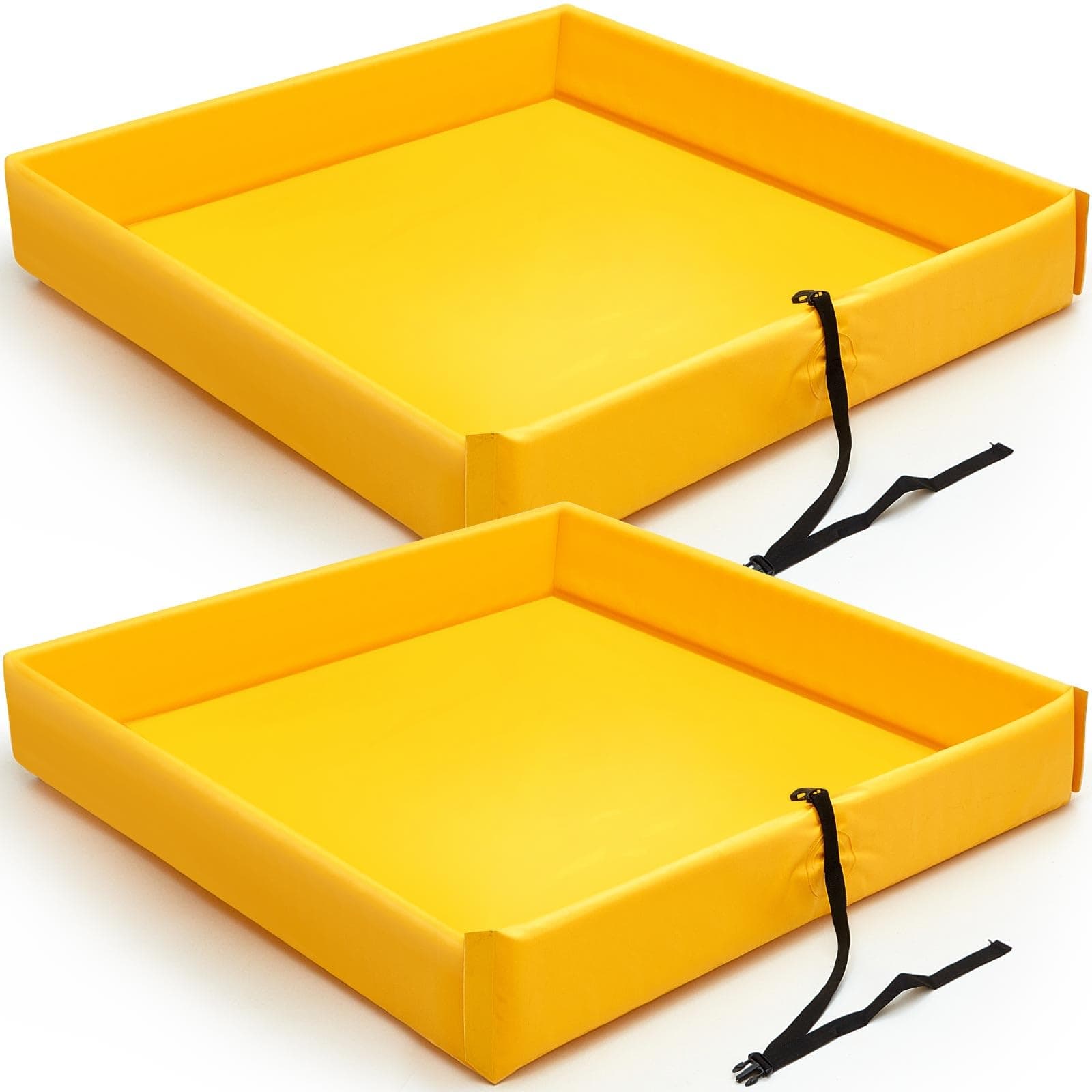 Frienda 2 Pack Folding Duck Pond 4 ft x 4 ft x 6 Inch Portable Spill Containment Mini Berm Platform Tray(Yellow)