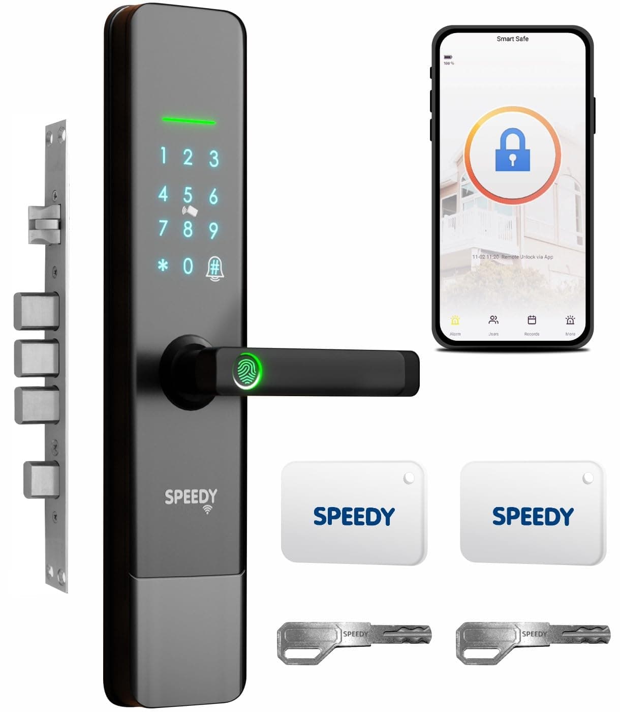 - Atom 11 WiFi Enabled Smart Door Lock for Main Door | Biometric, 2 Emergency Keys | 2-Year Warranty & Free Installation by Brand | Door Thickness Should be Between: 35-80mm