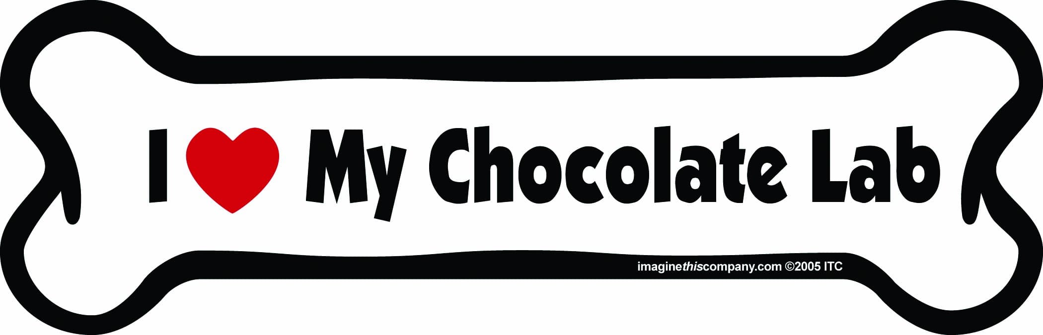 Bone Car Magnet, I Love My Lab (Chocolate Lab), 2-Inch by 7-Inch