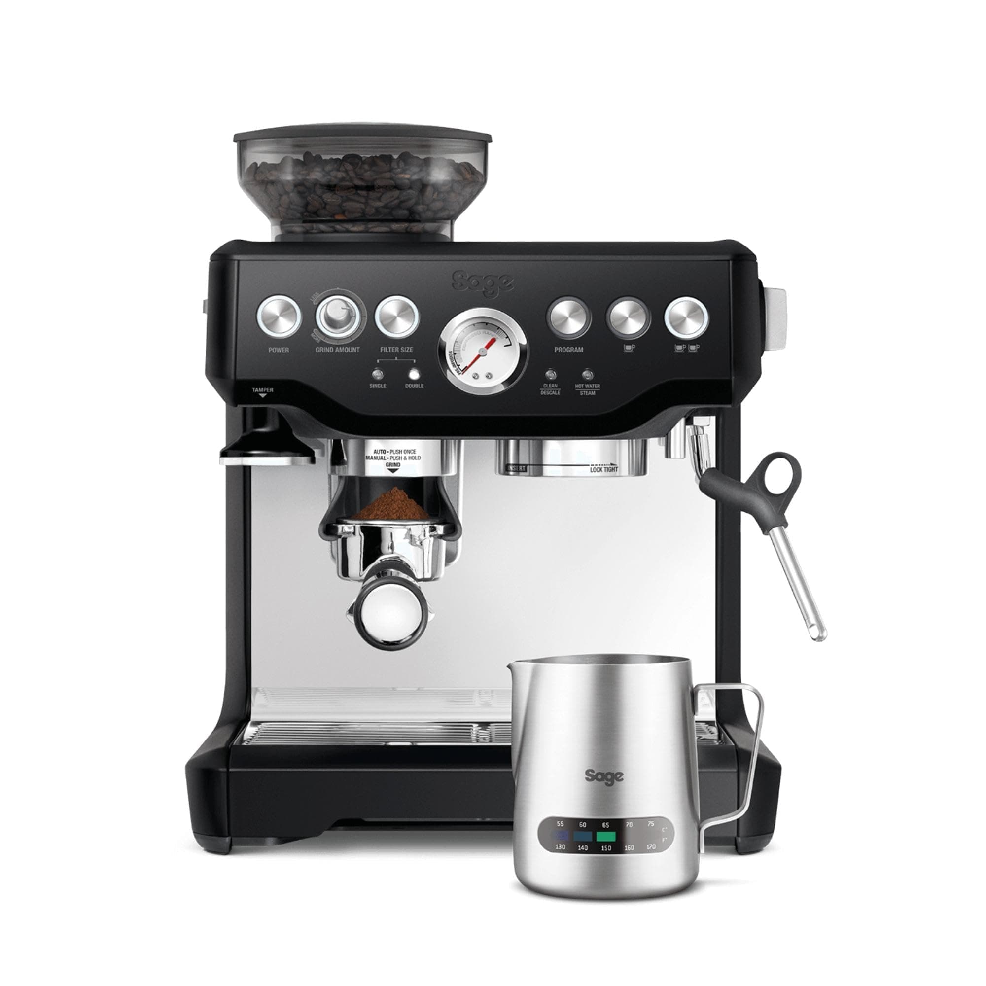 The Barista Express - Bean to Cup Coffee Machine with Grinder and Milk Frother, Black Truffle