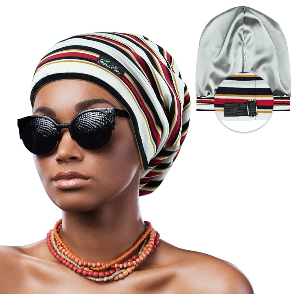 FocusCare Adjustable Sleeping Cap,Satin Lined Extra Large Women Curly Hair Available Day and Night