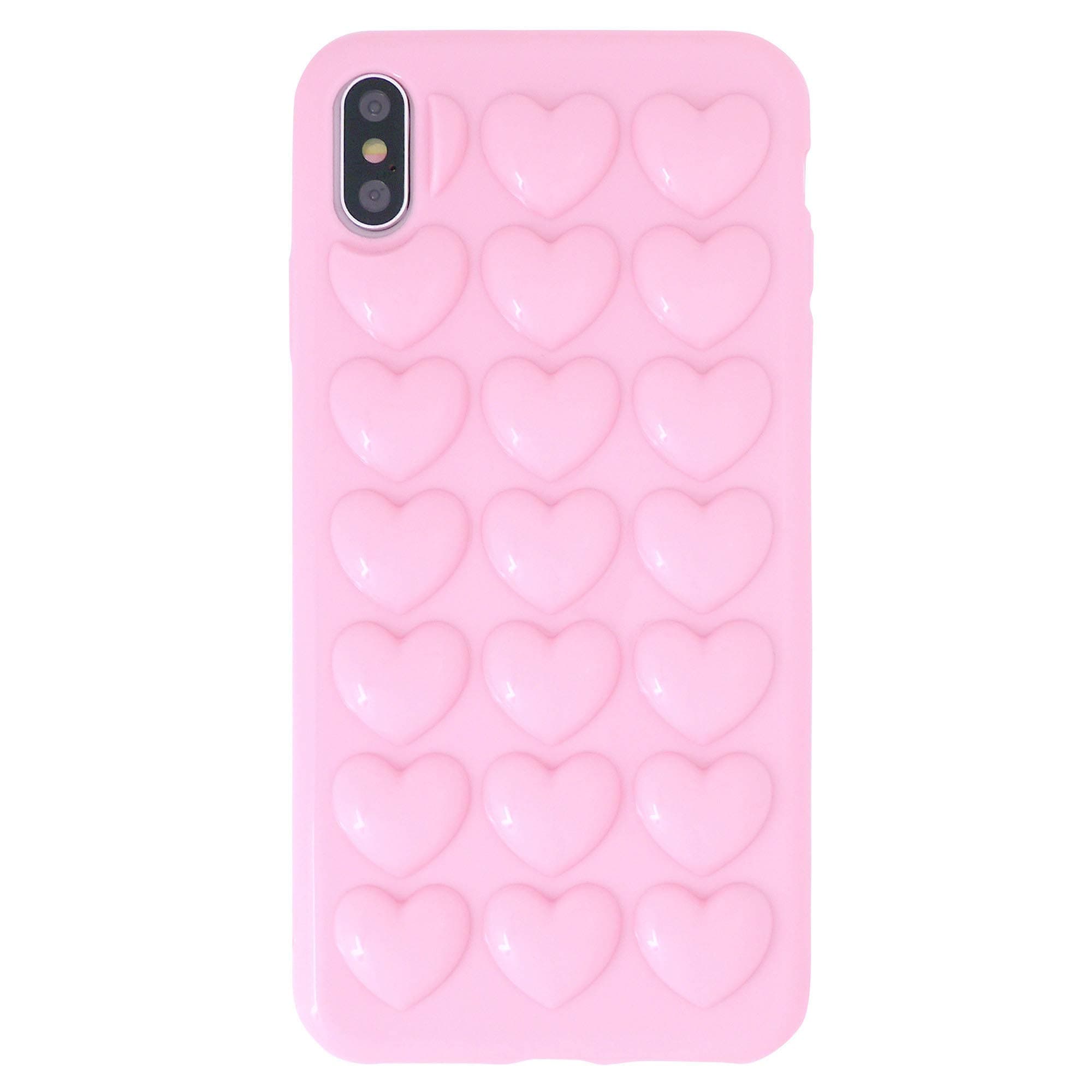 Compatible with iPhone X/iPhone Xs Case for Women, 3D Pop Bubble Heart Kawaii Gel Cover, Cute Girly for iPhone 10 10s 5.8 Inch - Pink
