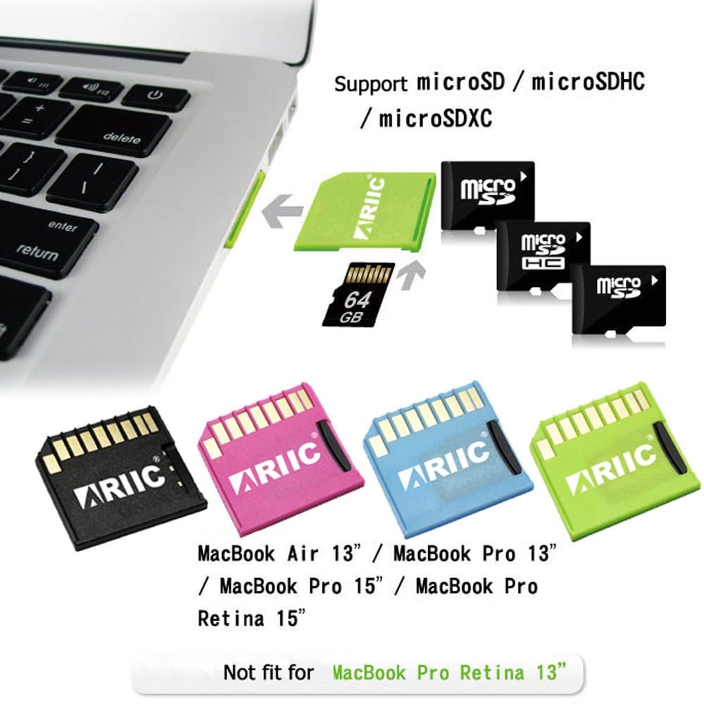 Ariic New Mini Drive Micro SD TF Card to SD Slot Adapter for MacBook Air/Pro/Retina Blue
