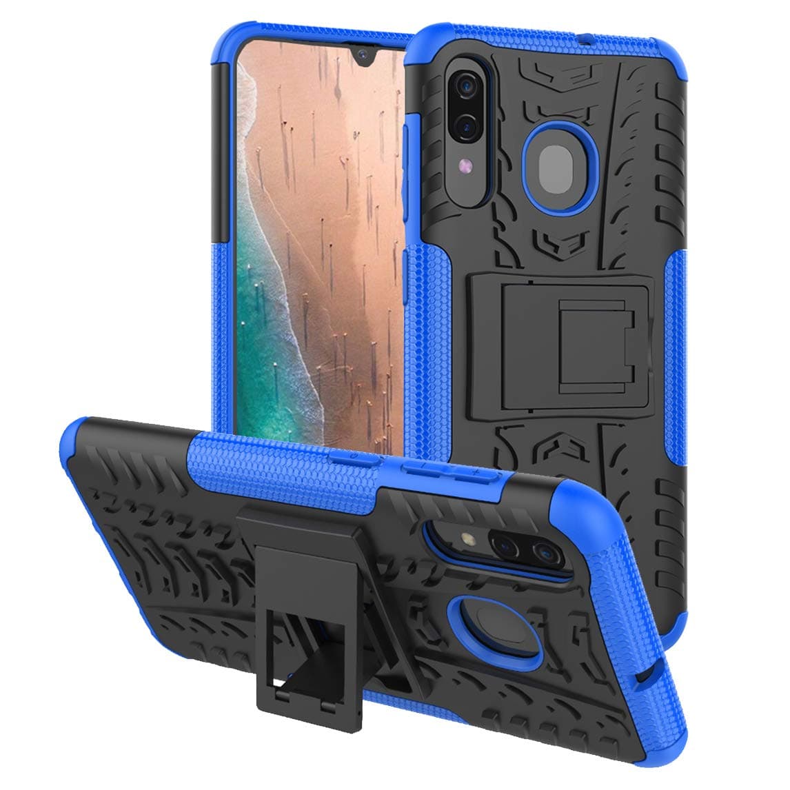 Galaxy A20 Case,Samsung A20 Case,Galaxy A50 Case, with Kickstand Hard PC Back Cover Soft TPU Dual Layer Protection Phone Case Cover for Samsung Galaxy A20/A30/A50 (Blue Kickstand case)