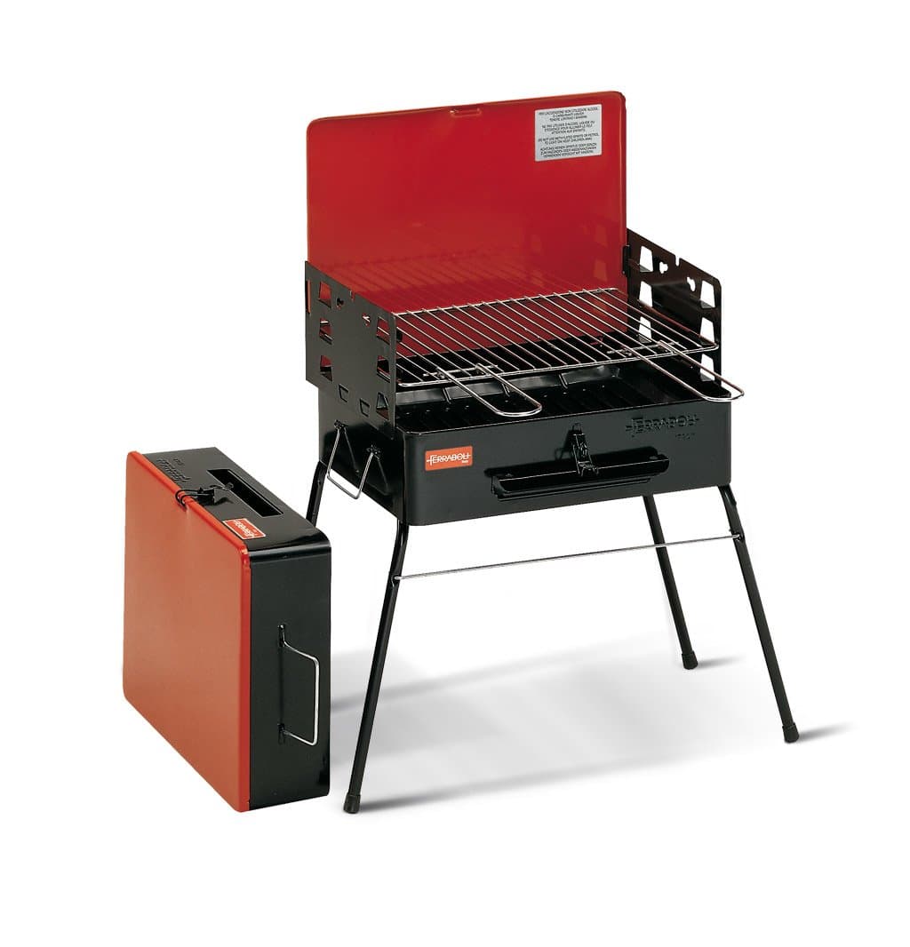 Ferraboli Camping Grill Cart Charcoal Black, Red