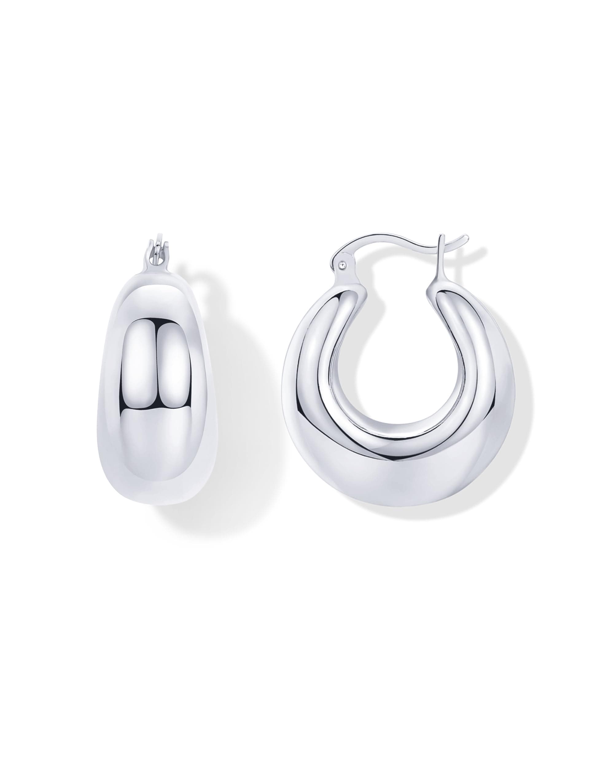 PAVOI 14K Gold Plated 925 Sterling Silver Posts Oval Chunky Hoop Earrings for Women - Trendy Statement Thick Gold Hoops - Lightweight Dangle Earrings