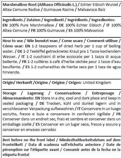 Marshmallow Root/Althaea Officinalis L/Marshmallow Root # Herba Organica # Wild Marshmallow, White Mallow, Officinal Marshmallow (100g)