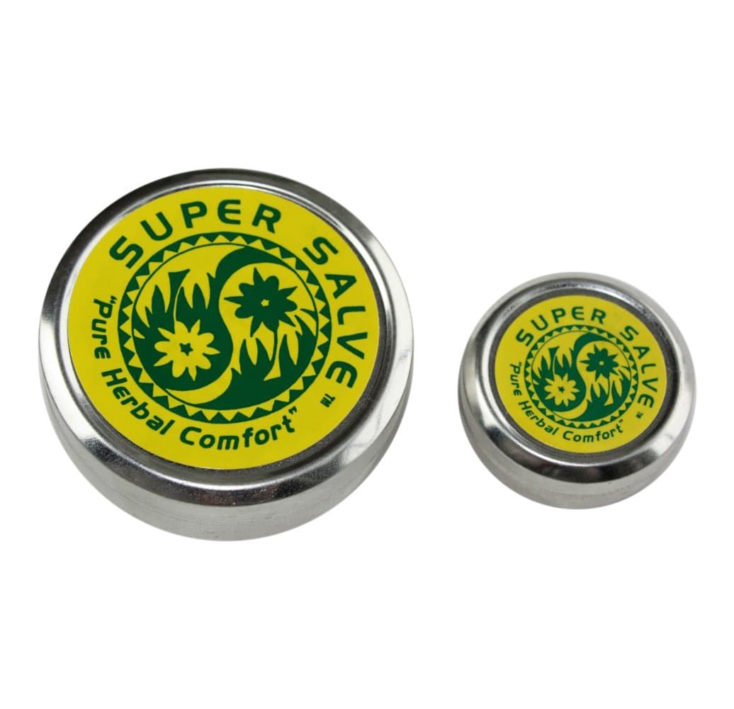 The Super Salve Co All Purpose . Extra Large 4oz tin AND .5oz Travel Tin Chapparral Leaf, Comfrey Leaf, Ecinacea Flower, Hops Flower and Usnea Moss (4 oz (Large) & .5 oz (travel))
