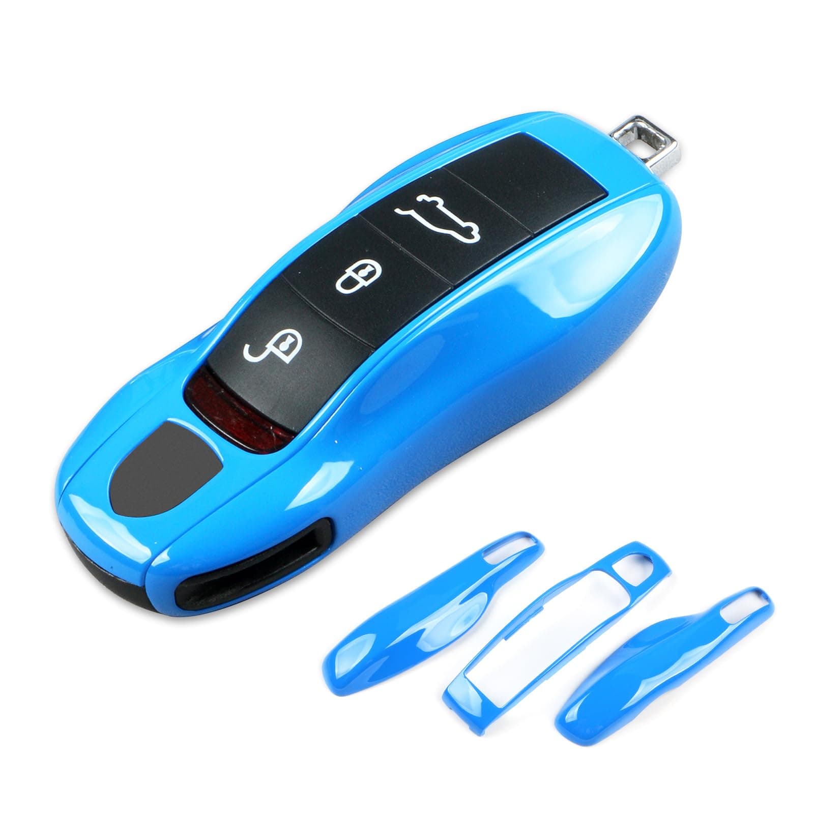 Shark Blue Key Fob Cover Compatible with Porsche Key Shell Key Fob Shell Replacement Compatible with Porsche Cayenne Panamera 911 718 Macan Boxster Cayman Old Style