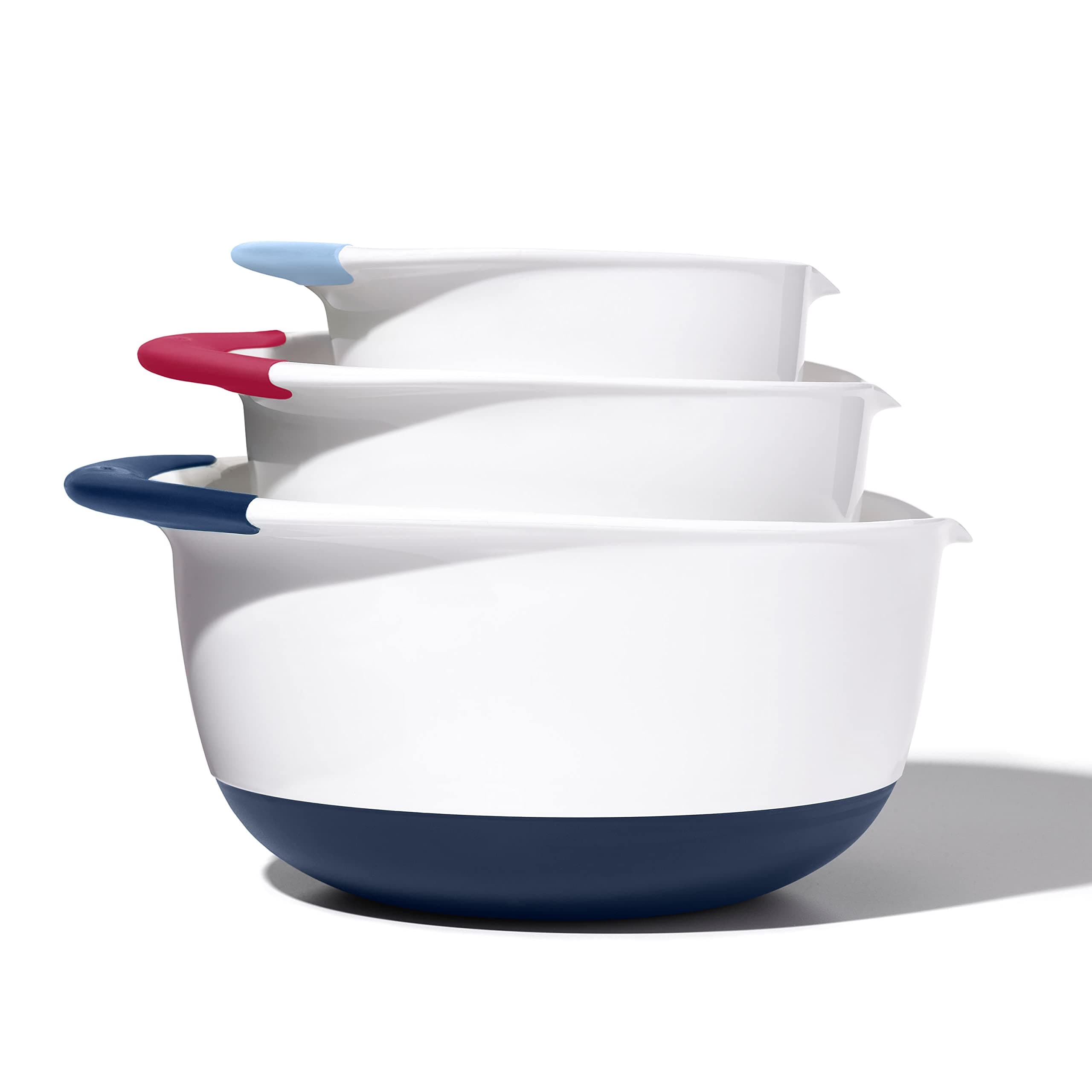 OXO,plastic Good Grips 3-Piece Mixing Bowl Set – Blueberry, Jam & Seltzer Handles,4.7 LITERS, Large
